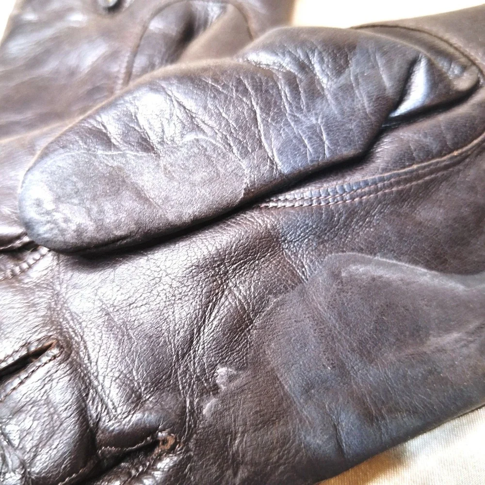 Warm Women's Black Leather Gloves with faux fur lining size 6-1/2 Made in Italy‎